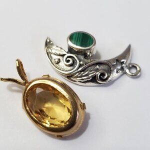 Silver Lot Of 2 Gemstone Pendant